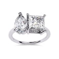 thumbnail image 1 of AFFY Toi Et Moi Ring for Women Pear and Princess Cut Lab Created Moissanite 2-Stone Engagement Anniversary Rings Jewelry Gift for Her In 14K White Gold Plated 925 Sterling Silver Size-4, 1 of 6
