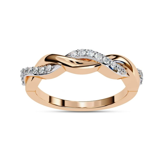 AFFY Twisted Eternity Wedding Band Rings for Women, Round Cut Lab Created Moissanite Ring in 10K Solid Rose Gold Size-10