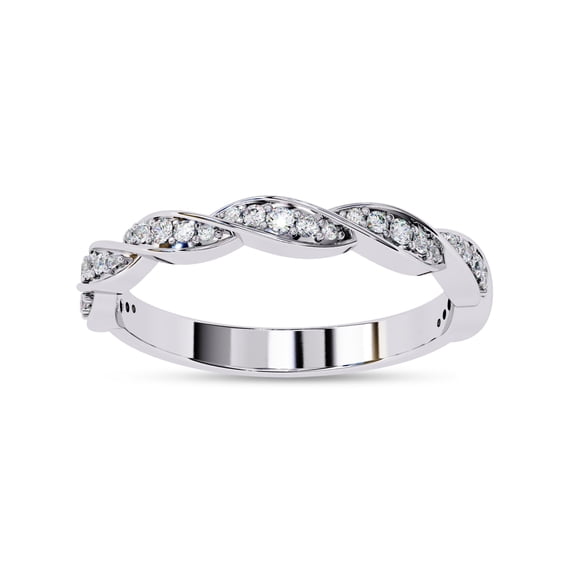 AFFY Twisted Half Eternity Wedding Band Ring for Women, 0.33 Carat (ctw) Round Cut Lab Grown Diamond Ring In 14K White Gold Over Sterling Silver F-G-H, SI Quality Ring Size-6.5