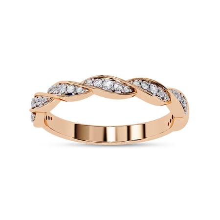 AFFY Twisted Half Eternity Wedding Band Rings for Women, Round Cut Lab Created Moissanite Ring in 10K Solid Rose Gold Size-10