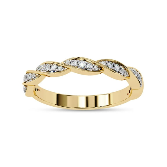 AFFY Twisted Half Eternity Wedding Band Rings for Women, Round Cut Lab Created Moissanite Ring in 14K Yellow Gold Plated 925 Sterling Silver Size-4.5