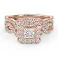 thumbnail image 1 of AFFY Twisted Infinity Halo Bridal Set Rings for Women, IGI Certified 1.10 Carat (ctw) Princess And Round Lab Grown Diamond Engagement Wedding Ring 14K Solid Rose Gold F-G, VS-SI Quality Size-10, 1 of 6