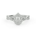 thumbnail image 1 of AFFY Twisted Shank Halo Solitaire Engagement Ring for Women, 1.00 Carat (ctw) Pear And Round Lab Grown Diamond Ring In 10K Solid White Gold F-G, VS-SI Quality Size-4, 1 of 6