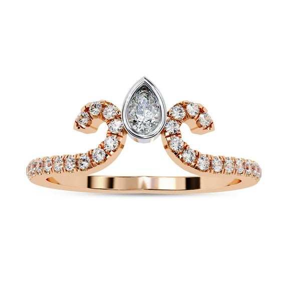 AFFY Unique Art Deco Ring for Women, 0.30 Carat (ctw) Pear Cut Lab Grown Diamond Engagement Wedding Band Ring In 14K Rose Gold Over Sterling Silver F-G-H, SI Quality Ring Size-6.5