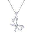 thumbnail image 1 of AFFY Valentine's Day Gift Simulated Cubic Zirconia Bowknot Pendant Necklaces In 14K White Gold Over Sterling Silver, 1 of 1