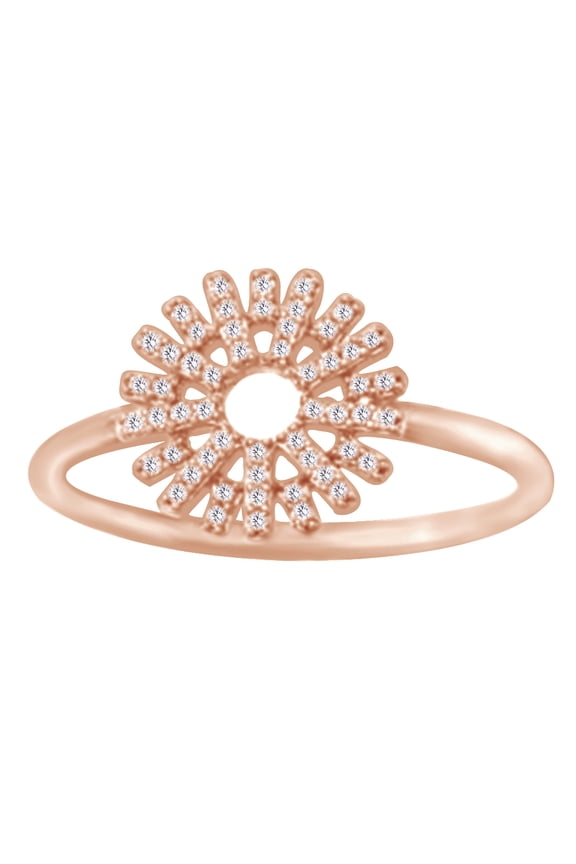 Vintage Style White CZ Rising Circular Sun Promise Ring For Women's In 925 Sterling Silver