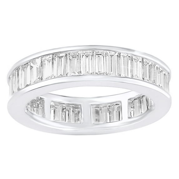 AFFY White Cubic Zirconia Full Eternity Ring In 14k White Gold (2.25 Cttw)