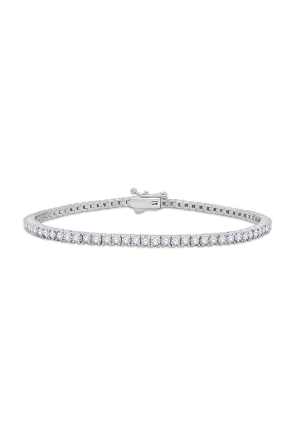 White Moissanite Tennis Bracelet for Women, 18K White Gold Plated 2.5MM Stacking Dainty Wedding Bracelets for Brides 2.60 Ctw Size 8 inch