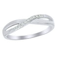 thumbnail image 1 of AFFY White Natural Diamond Accent Criss-cross Wave Band Ring In 10k White Gold, 1 of 1