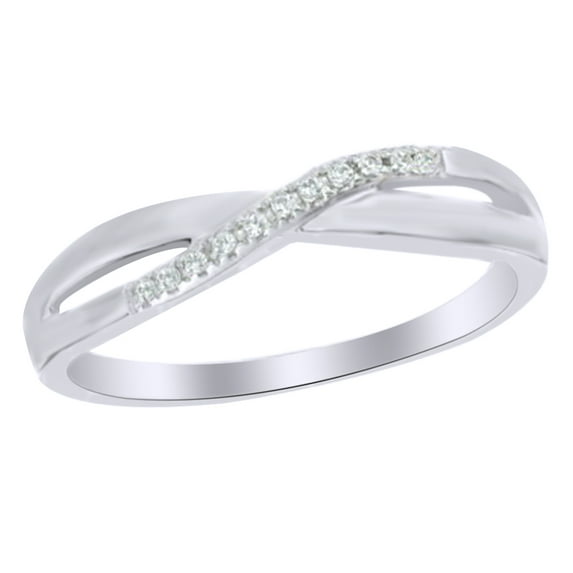 AFFY White Natural Diamond Accent Criss-cross Wave Band Ring In 10k White Gold