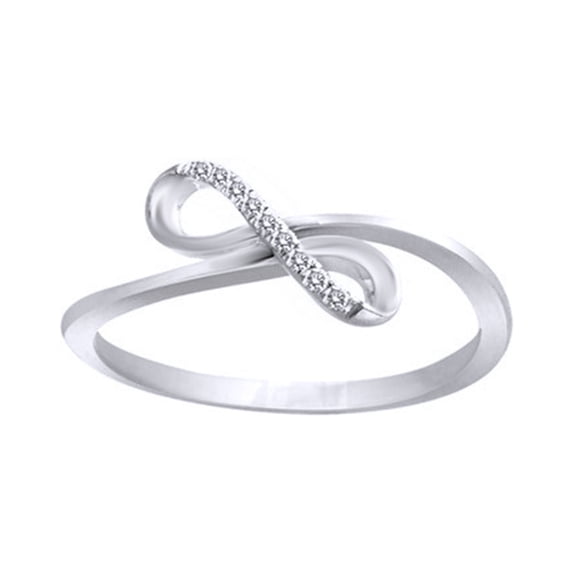 AFFY White Natural Diamond Accent Infinity Fashion Ring In 10k White Gold (0.05 Cttw)