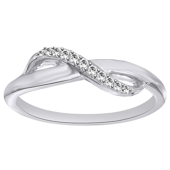 AFFY White Natural Diamond Accent Infinity Ring In 14k White Gold