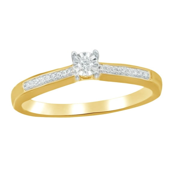 AFFY White Natural Diamond Accent Promise Ring In 10k Yellow Gold