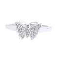 thumbnail image 1 of AFFY White Natural Diamond Accent Small Butterfly Ring In 14k White Gold Over Sterling Silver (0.01 Cttw), 1 of 1