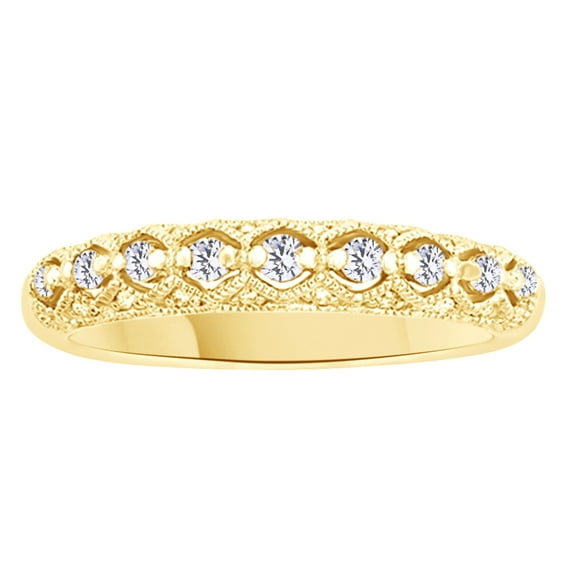 AFFY White Natural Diamond Anniversary Band Ring In 10k Yellow Gold (0.25 Cttw)