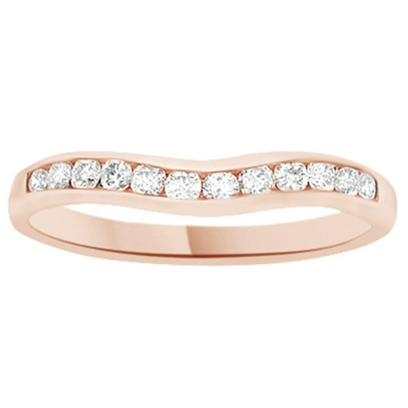 AFFY White Natural Diamond Anniversary Band Ring In 14k Rose Gold (0.33 Cttw)