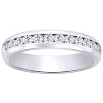 AFFY White Natural Diamond Anniversary Band Ring In 14k White Gold (0.5 Cttw)
