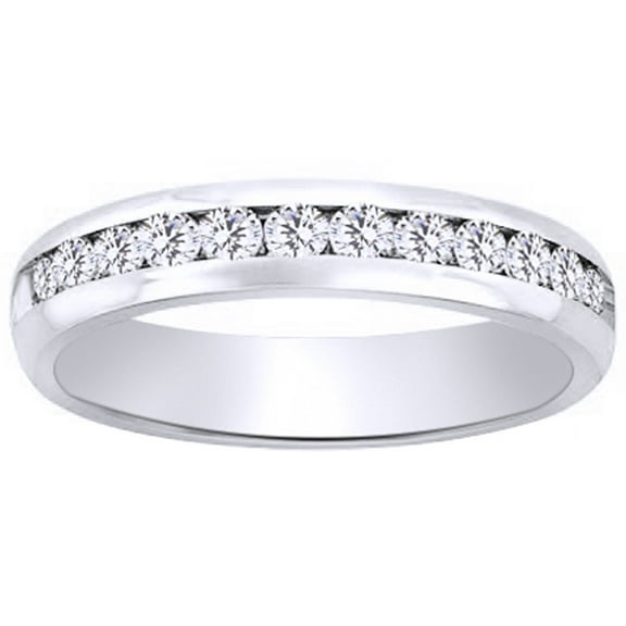 AFFY White Natural Diamond Anniversary Band Ring In 14k White Gold (0.5 Cttw)