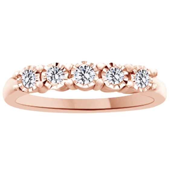 AFFY White Natural Diamond Anniversary Ring In 10k Rose Gold (0.25 Cttw)