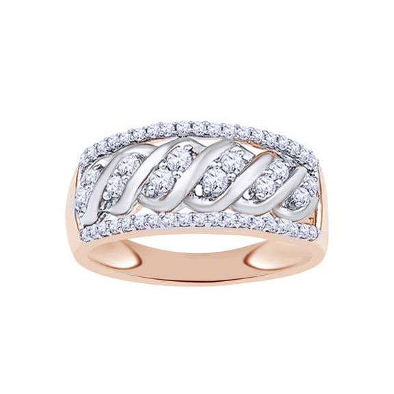 AFFY White Natural Diamond Anniversary Ring In 10k Rose Gold (0.5 Cttw)