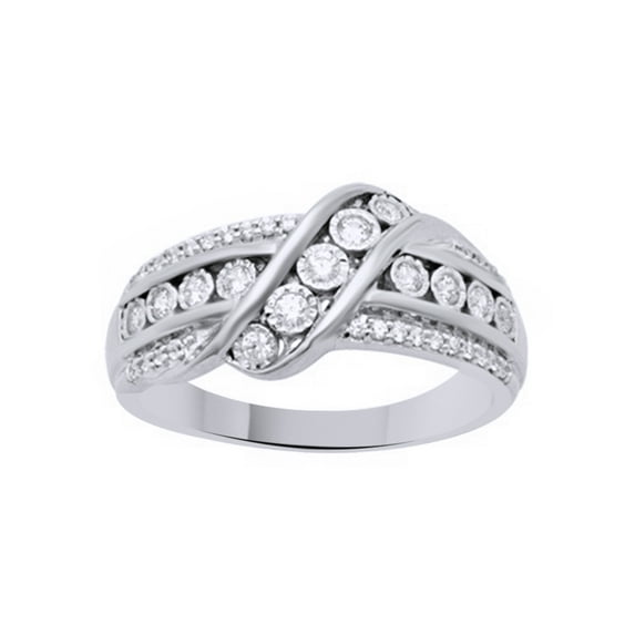 AFFY White Natural Diamond Anniversary Ring In 10k White Gold (0.33 Cttw)