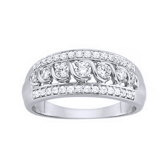 AFFY White Natural Diamond Anniversary Ring In 10k White Gold (0.5 Cttw)
