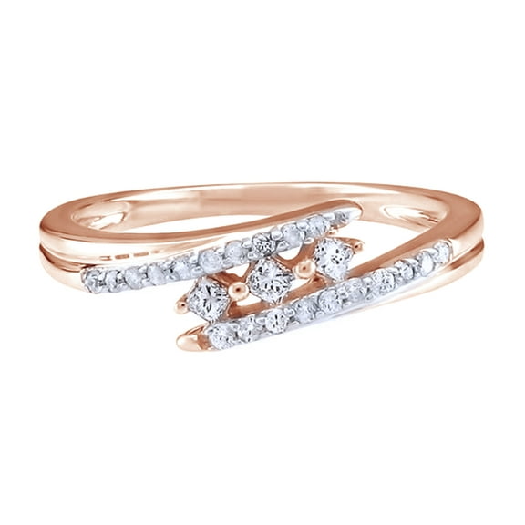 AFFY White Natural Diamond Bypass Ring In Solid Gold (0.2 Cttw)