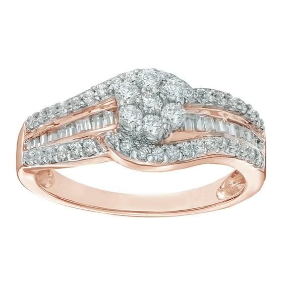 AFFY White Natural Diamond Cluster Engagement Ring in 10k Rose Gold