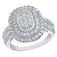 thumbnail image 1 of White Natural Diamond Double Oval Frame Domed Ring in 10k White Gold (1 Cttw), 1 of 1