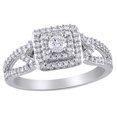 thumbnail image 1 of AFFY White Natural Diamond Double Square Frame Split Shank Ring in 14K White Gold (0.5 cttw), 1 of 1