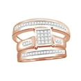 thumbnail image 1 of AFFY White Natural Diamond Engagement & Wedding Trio Band Ring Set In 10k Rose Gold (0.33 Cttw), 1 of 1