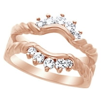 AFFY White Natural Diamond Enhancer Guard Ring in 14k Rose Gold (0.5 Cttw) Ring Size : 4