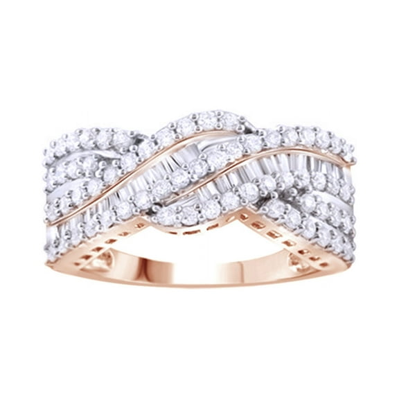AFFY White Natural Diamond Fashion Ring In 10k Rose Gold (1 Cttw)