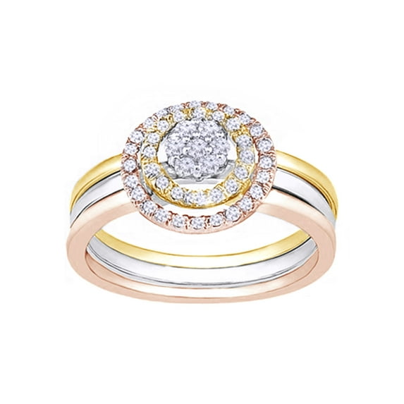 AFFY White Natural Diamond Fashion Ring In 10k White Gold (0.375 Cttw)