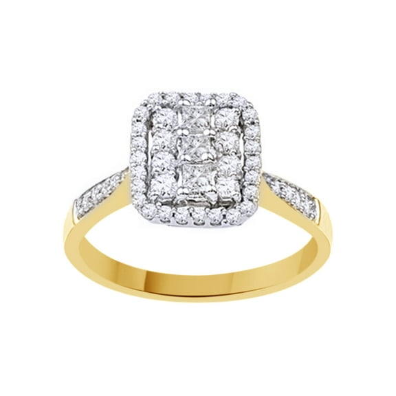 AFFY White Natural Diamond Fashion Ring In 10k Yellow Gold (0.5 Cttw)