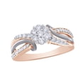 thumbnail image 1 of AFFY White Natural Diamond Flower Cluster Split Shank Ring In 10k Rose Gold (0.5 Cttw), 1 of 1