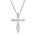 thumbnail image 1 of AFFY White Natural Diamond Flower Cross Pendant Necklace in 14K Solid White Gold (0.16 Ct), 1 of 1