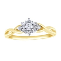 AFFY White Natural Diamond Flower Ring In Solid Gold (0.25 Cttw)