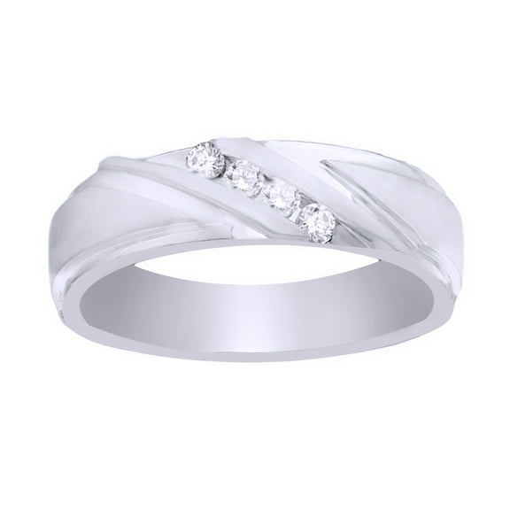 AFFY White Natural Diamond Four Stone Band Ring In 10k White Gold (0.16 Cttw)