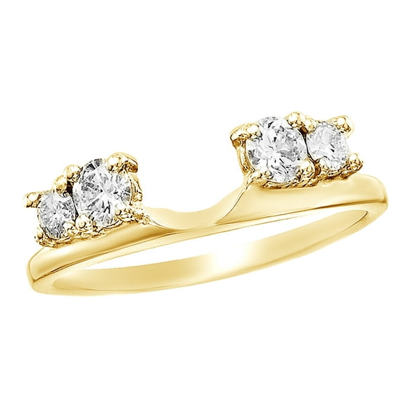 AFFY White Natural Diamond Four Stone Solitaire Enhancer Ring in 14k Yellow Gold (0.2 Cttw)