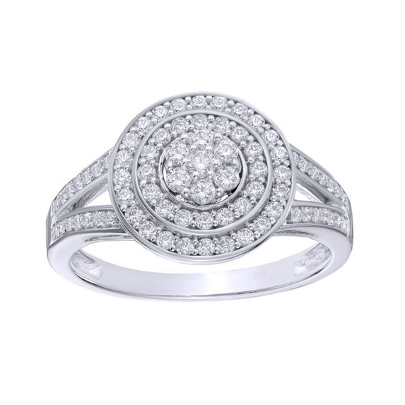 AFFY White Natural Diamond Frame Cluster Ring in 10k White Gold