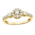thumbnail image 1 of AFFY White Natural Diamond Frame Three Stone Engagement Ring in 10k Yellow Gold (0.5 Cttw), 1 of 1