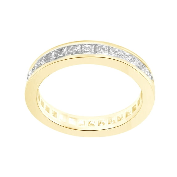 White Natural Diamond Full Eternity Ring In 10k Yellow Gold (1.5 Cttw)