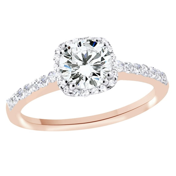 AFFY White Natural Diamond Hallo Ring In 14k Rose Gold (0.57 Cttw)