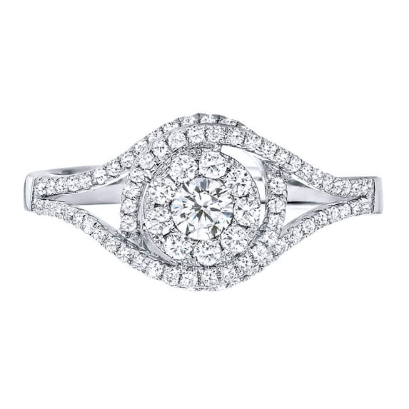 AFFY White Natural Diamond Halo Ring In Solid Gold (0.5 Cttw)
