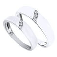thumbnail image 1 of AFFY White Natural Diamond His And Hers Wedding Band Ring Set in 14K White Gold (0.1 Cttw), 1 of 1