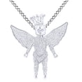 thumbnail image 1 of AFFY White Natural Diamond Iced Out Crowned Angel Pendant in 10k White Gold (1.64 Cttw), 1 of 1