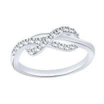 AFFY White Natural Diamond Infinity Ring In 10k White Gold (0.25 Cttw)