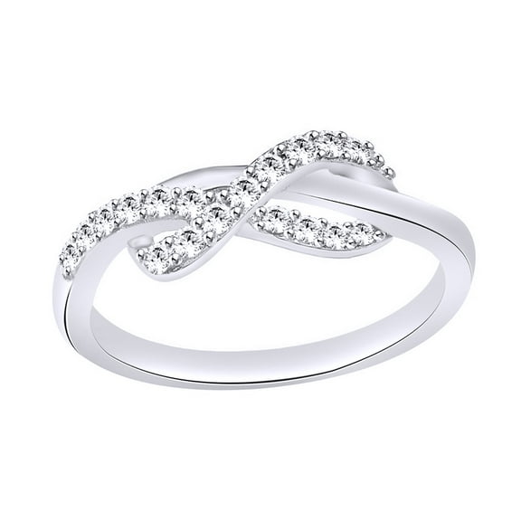 AFFY White Natural Diamond Infinity Ring In 10k White Gold (0.25 Cttw)