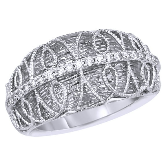 AFFY White Natural Diamond Lace Ring in 14K White Gold (0.16 cttw)